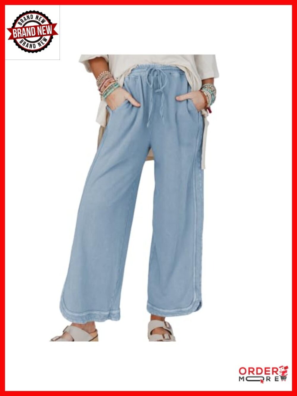 Wide Leg Sweatpants High Waist Baggy Drawstring Palazzo Pants with Pockets